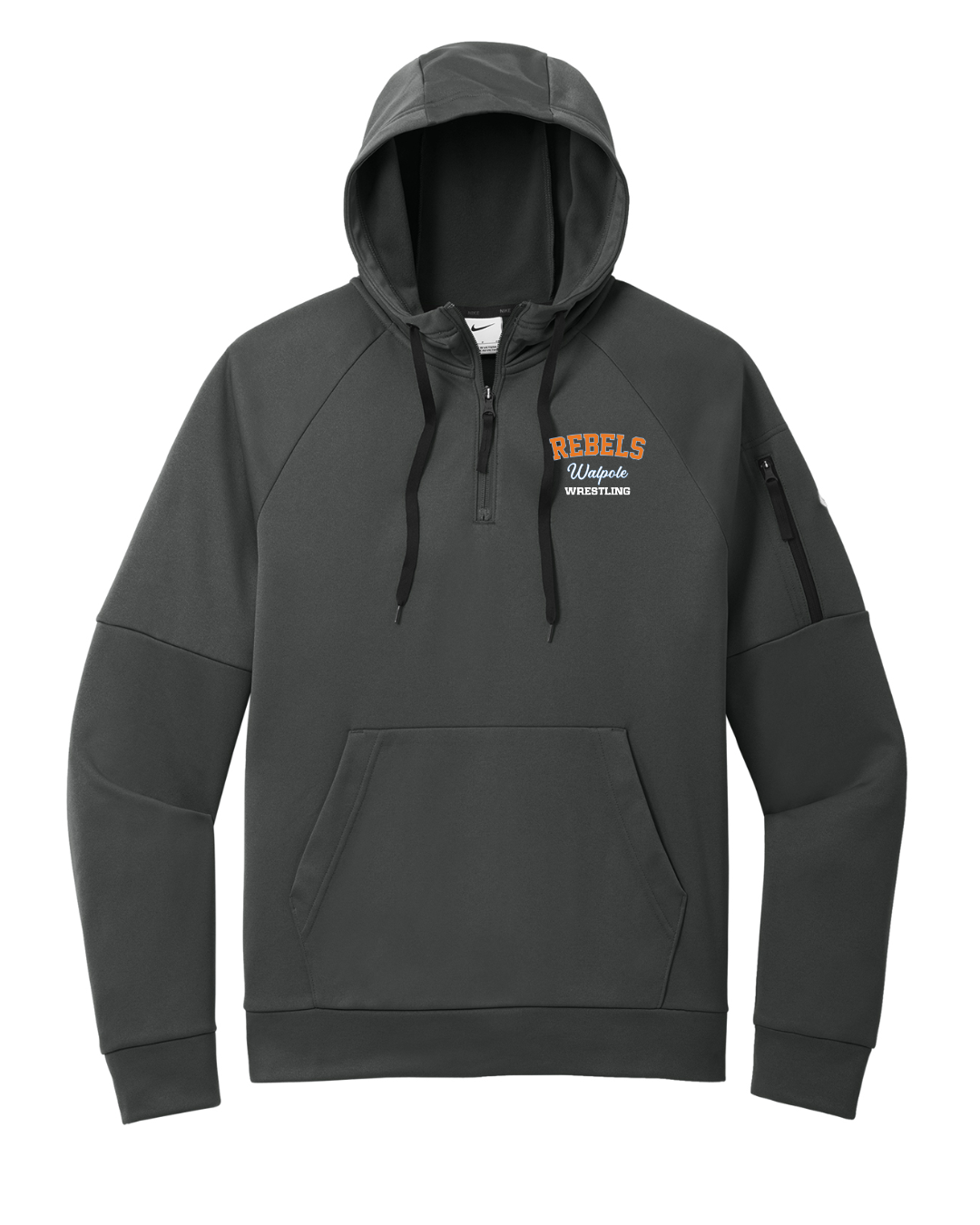 Sudadera con capucha de polar Nike Therma-FIT con bolsillo y cremallera de 1/4 para lucha libre juvenil de Walpole (NKFD9742)