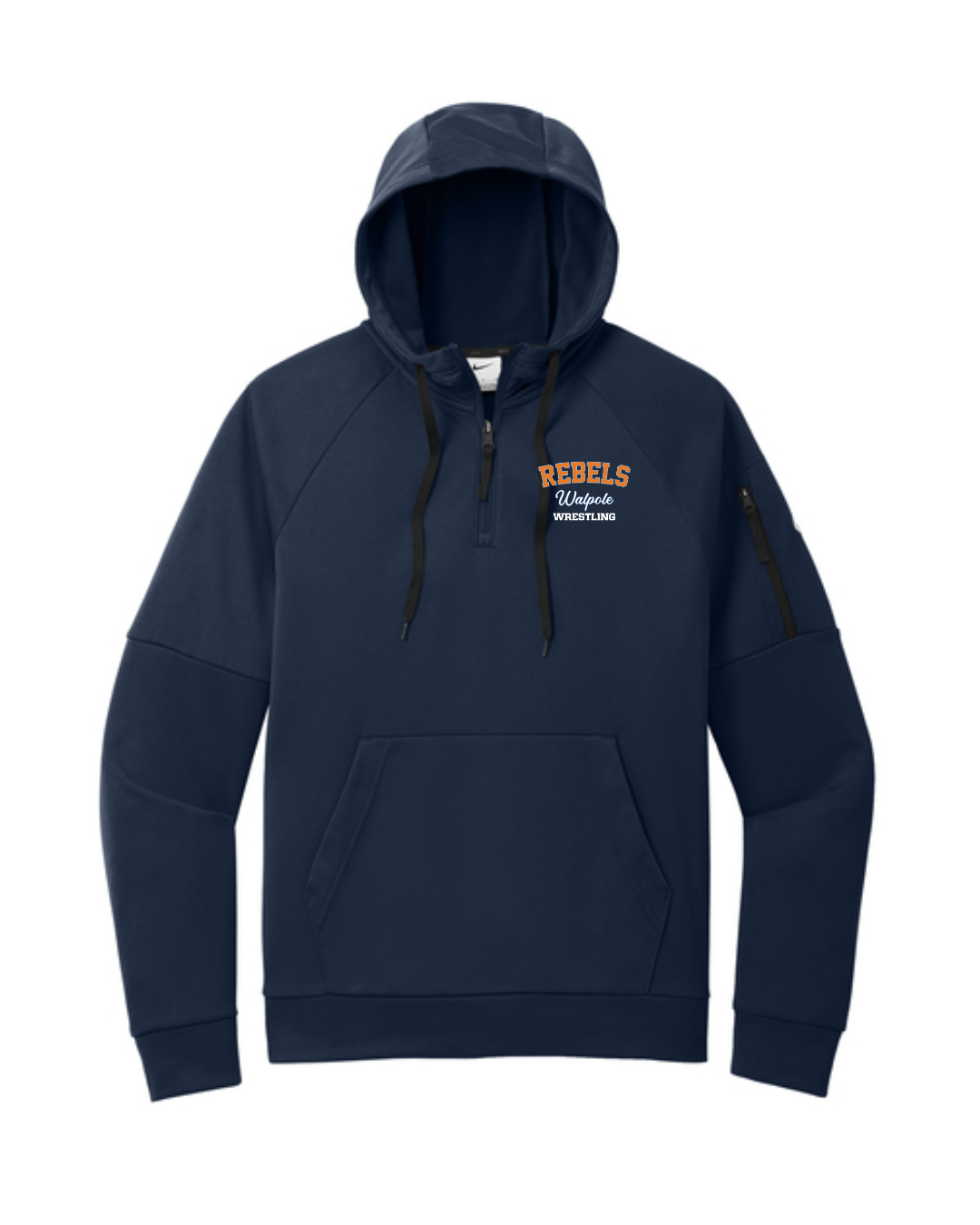 Sudadera con capucha de polar Nike Therma-FIT con bolsillo y cremallera de 1/4 para lucha libre juvenil de Walpole (NKFD9742)