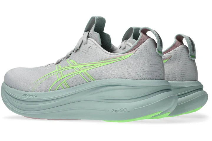 ASICS GEL-NIMBUS 28 para mujer - GRIS NUBE/VERDE ILUMINADO