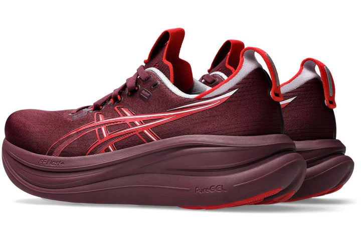 ASICS GEL-NIMBUS 28 para mujer - BENIIMO PÚRPURA/ROJO VELOCIDAD