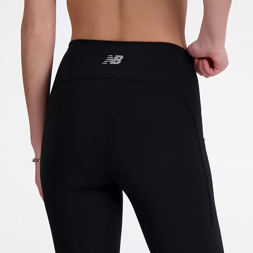 New Balance Sleek Pocket High Rise Legging 27" - Black - WOMEN (WP41275)