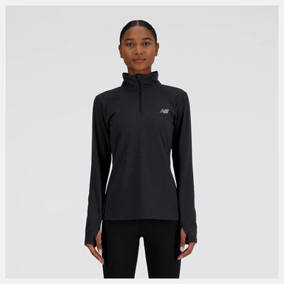 New Balance Sport Essentials Space Dye - Chaqueta con cremallera de un cuarto - Negro jaspeado - MUJER