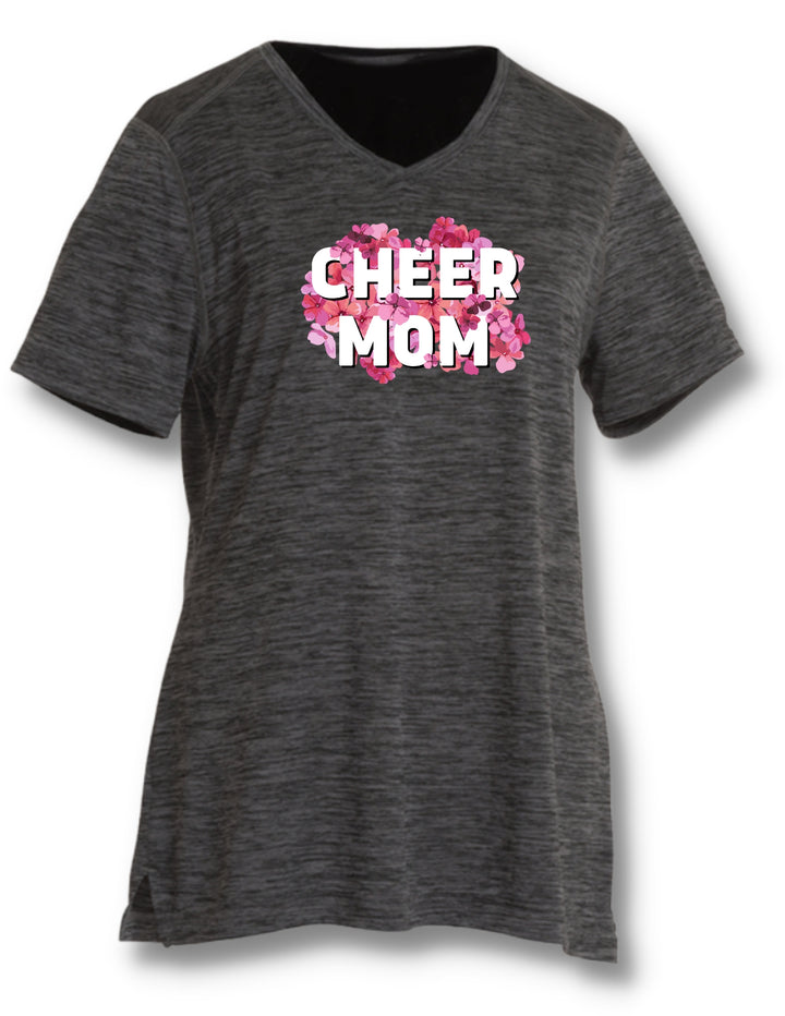 Camiseta de rendimiento con teñido espacial para mujer Cheer Mom (2764) 