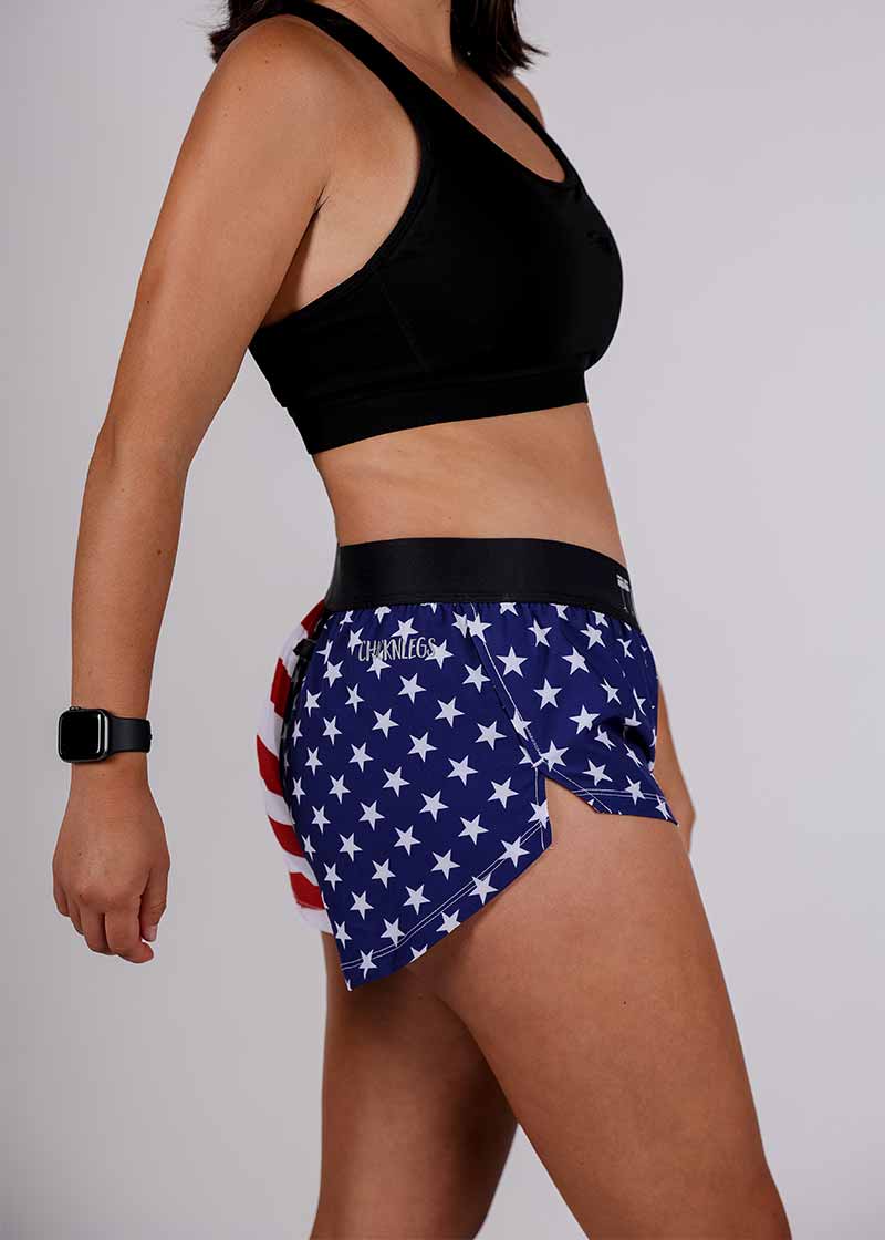 Chicknlegs Womens USA 1.5" Split Shorts (3010-177)