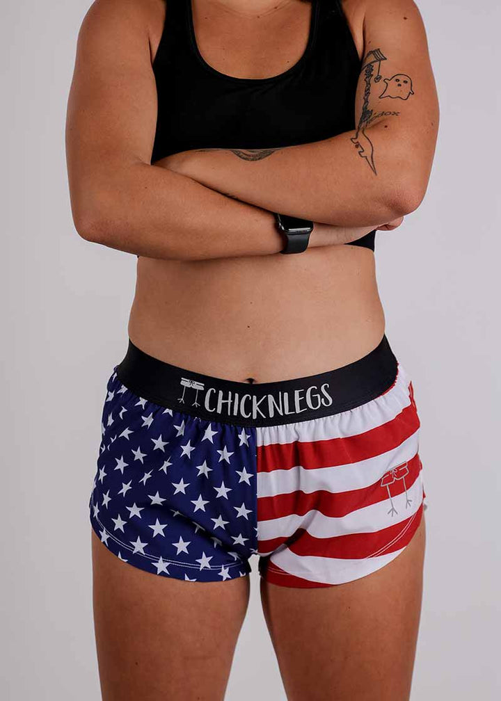 Chicknlegs Womens USA 1.5" Split Shorts (3010-177)