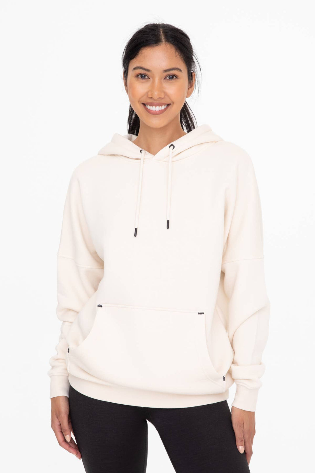 Mono B - Longline Slim Fit Fleece Hoodie Women's - PEARL IVORY