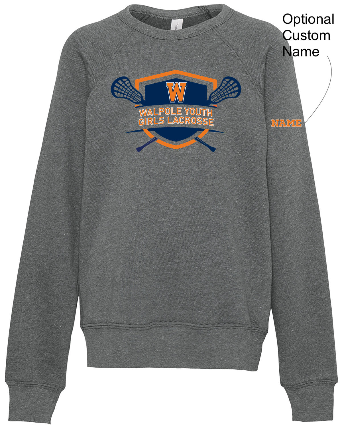 Walpole Girls Youth Lacrosse Sponge Fleece Raglan Sweatshirt (Youth - 3901Y)