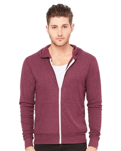 Sudadera unisex ligera con cremallera completa y mezcla triple (3939)