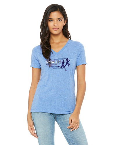 Camiseta de cuello en V de mezcla triple para mujer Growlers (6415)