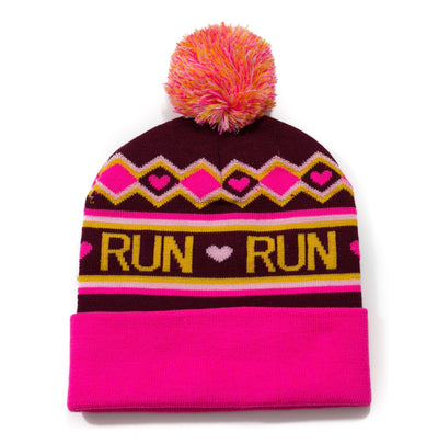 Relay Active - Run Pom Beanie (cranberry+neon pink)