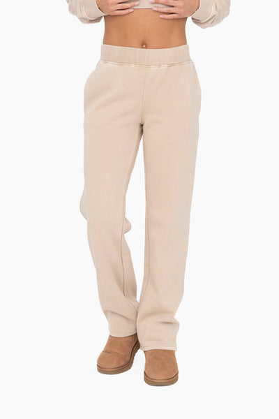 Mono B - Pantalones de salón de polar vintage con pierna recta para mujer (KP12076)