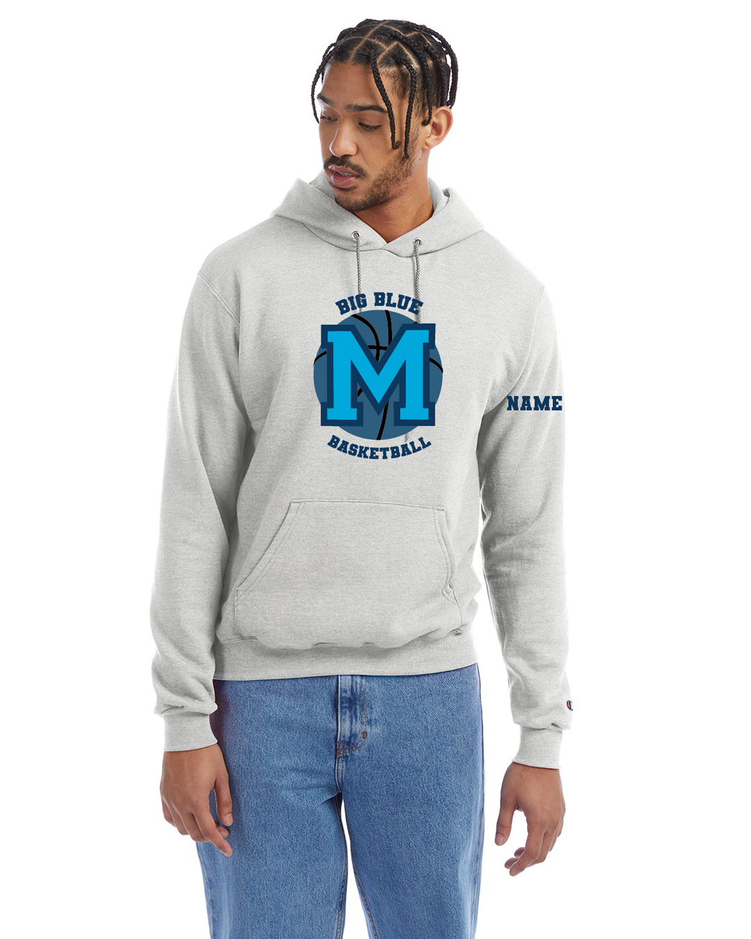 Unisex Medfield Big Blue Basketball Champion Pullover Hooded Sweatshirt (S700)