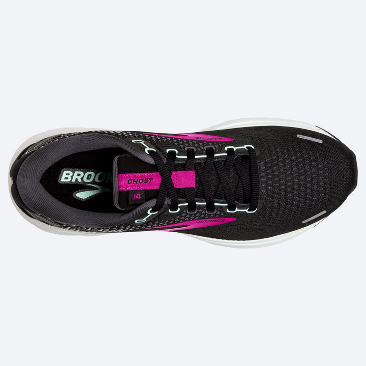 Brooks Womens Ghost 14 Wide-Black/Pink/Yucca (1203561D013)