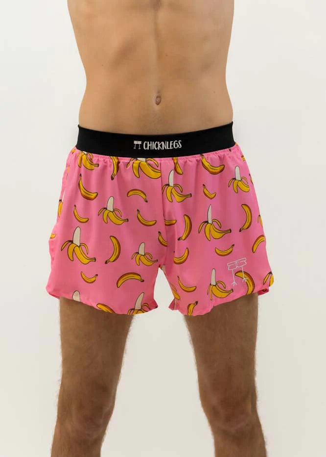 Chicknlegs Mens Pink Bananas 4" Half Split Short