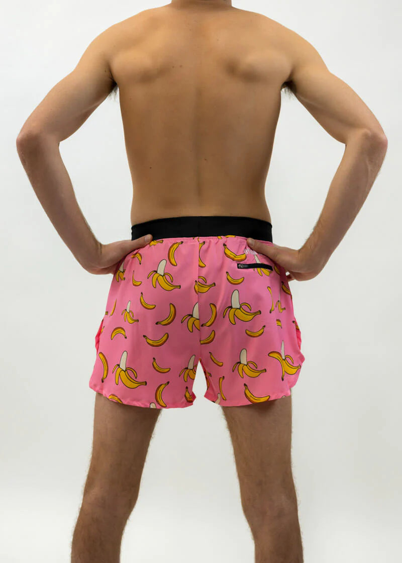 Chicknlegs Mens Pink Bananas 4" Half Split Short