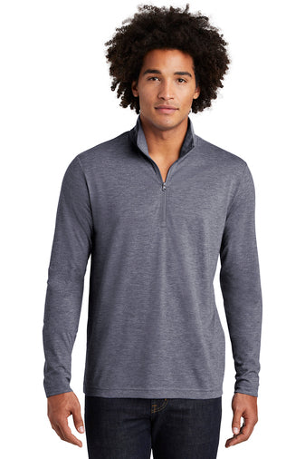 Suéter con cremallera de 1/4 de mezcla de tres colores para hombre (ST407)