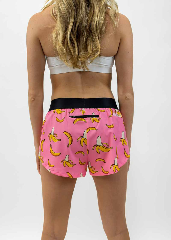 Chicknlegs Womens Pink Bananas 1.5" Split Short