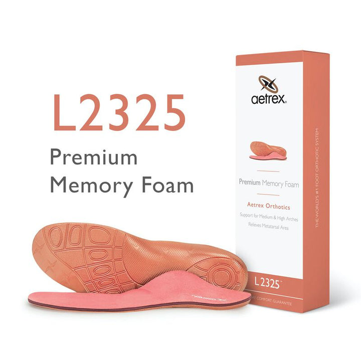 Aetrex Womens Premium Memory Foam Posted Orthotics- Metatarsal Support (L2325W)