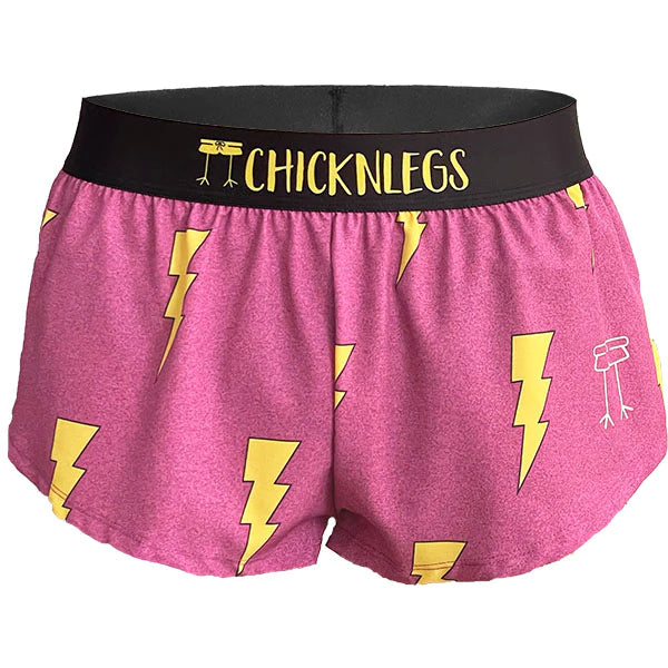 Chicknlegs Womens Hot Pink Bolts 1.5" Split Short